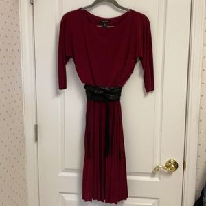 WHBM Garnet Red Pleated Skirt Dress